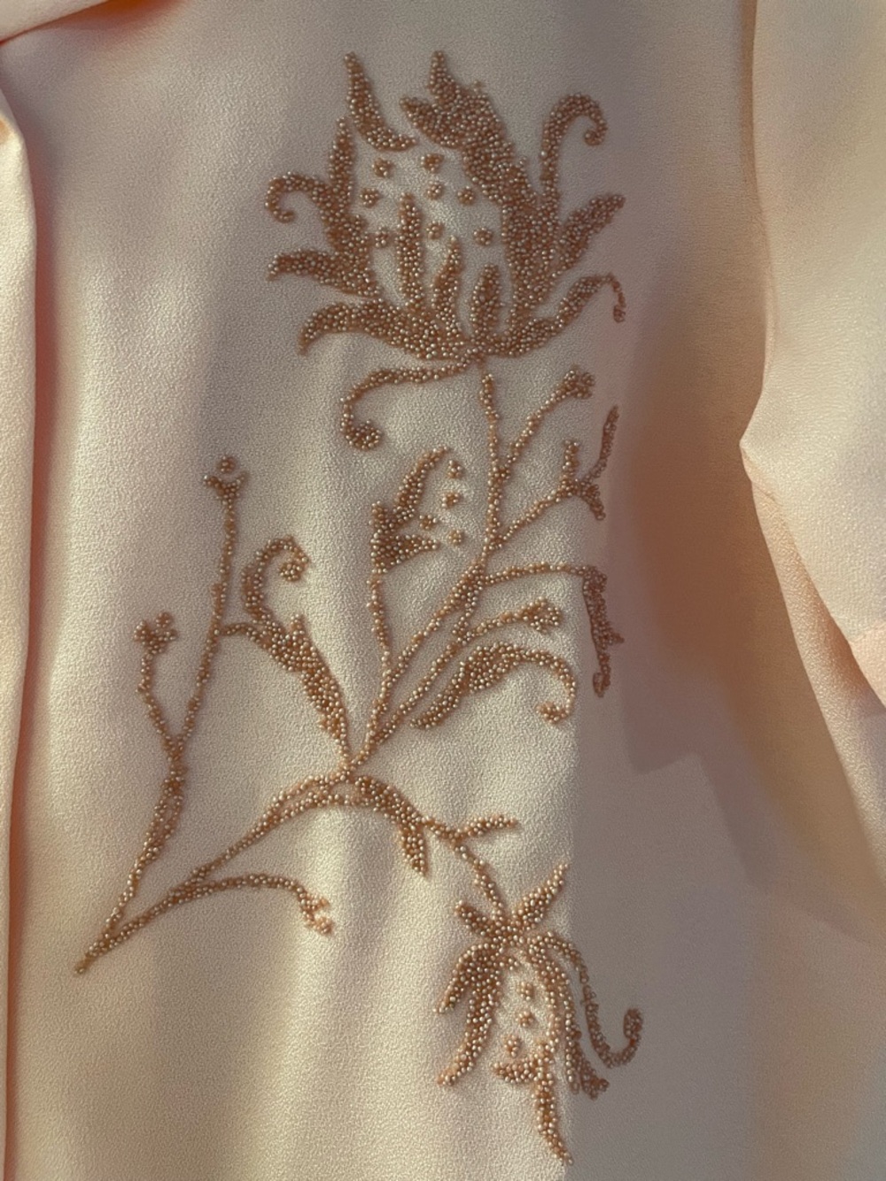 Peach Embroidered Button-Up Blouse with matching Pants - Picture 2 of 6